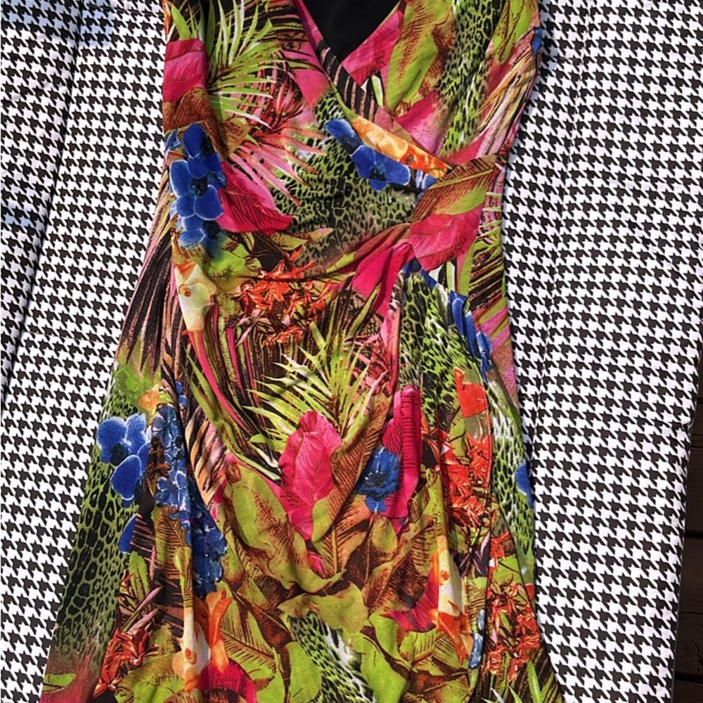Boston Proper Tropical Print semi Wrap Dress wrap only front side